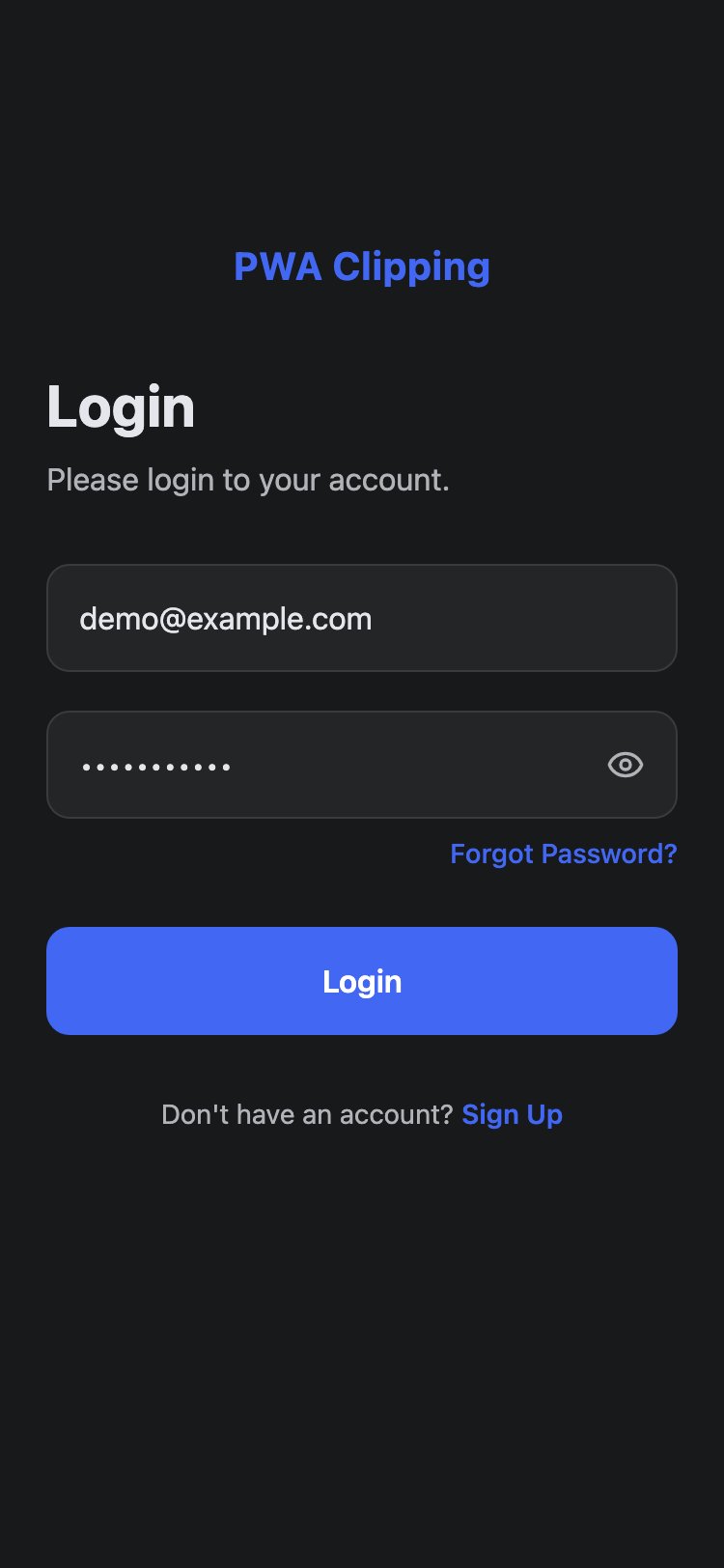 PWA Clipping screen 1